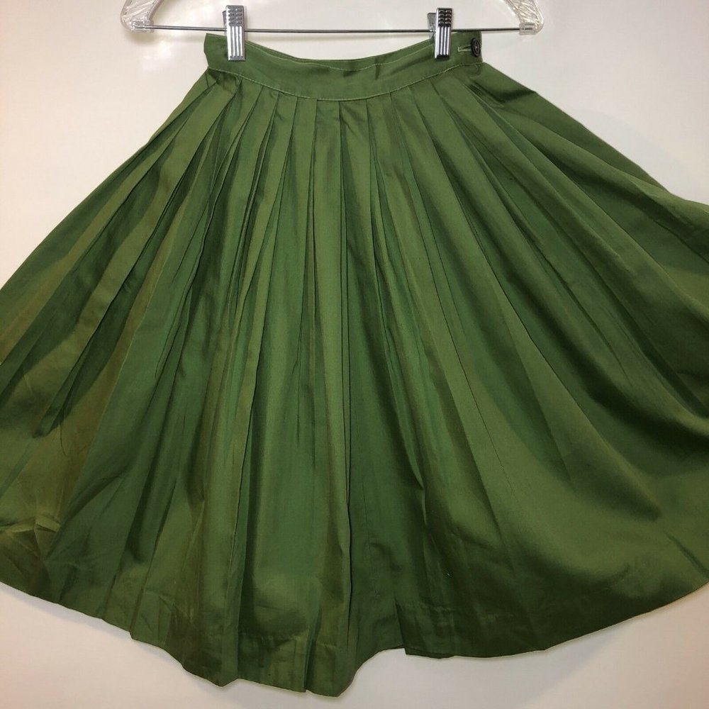 VTG College Town Boston XS Swing Skirt Pleated Circle Twirling Kelly Green